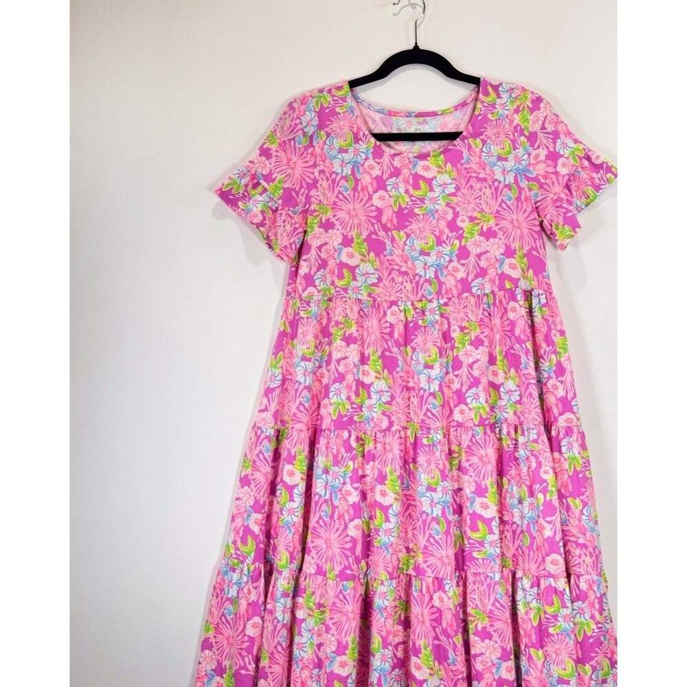 Lilly Pulitzer Mini Dress Pink Jodee Amethyst Moms The Word Tiered Swing Small - Picture 5 of 11